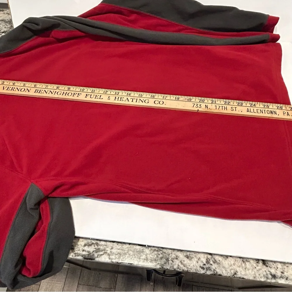 The North Face Long Sleeve 1/4 Zip Fleece Pullover Red/Gray TKA 100 Men Size M